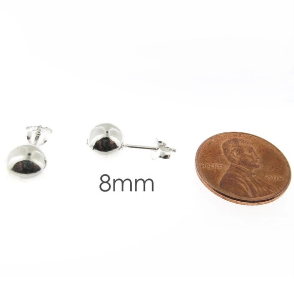 💗 Silver Bead Ball Stud Earrings 8mm NEW - Picture 7 of 11